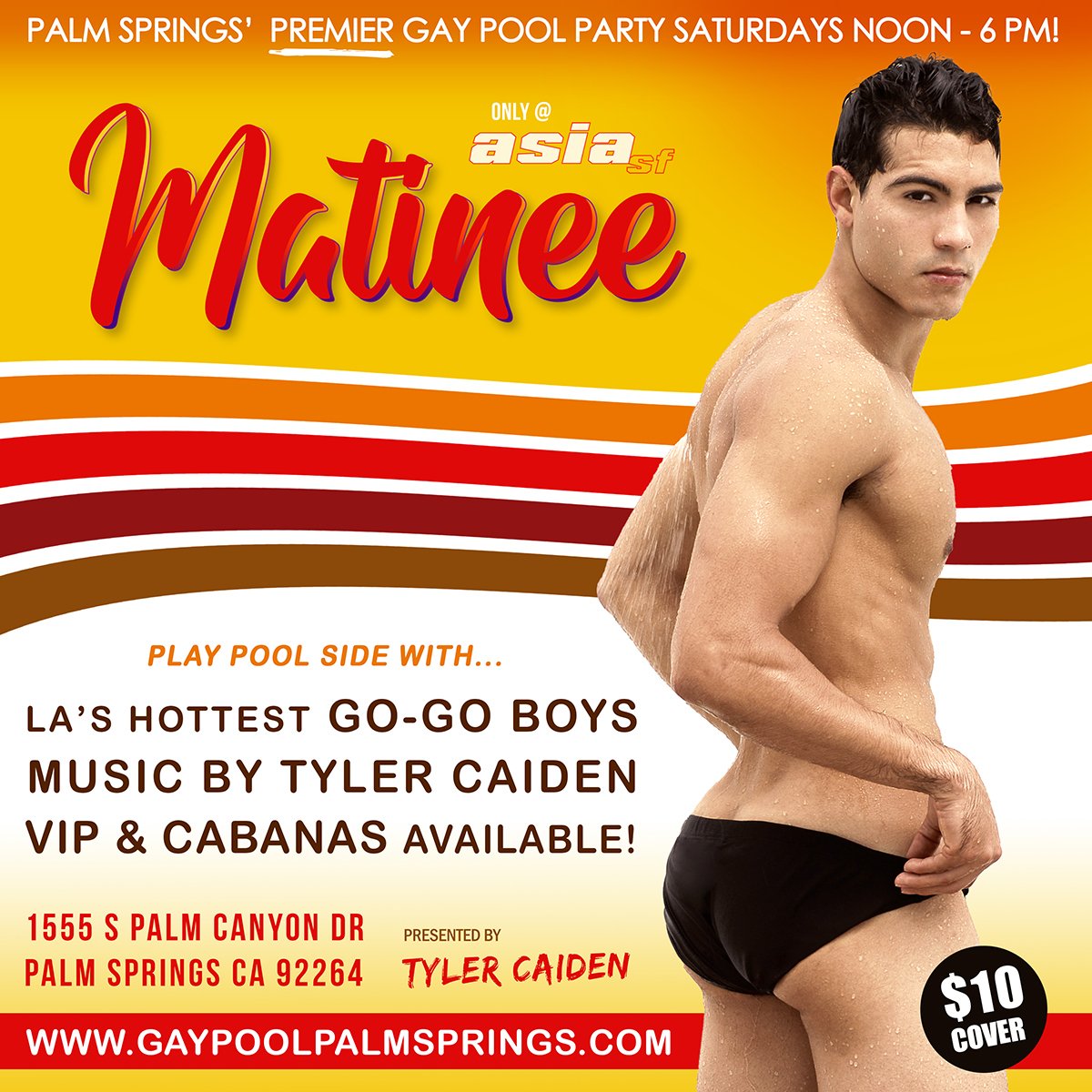 Tyler Caiden's gay pool party Matinee in Palm Springs every Saturday